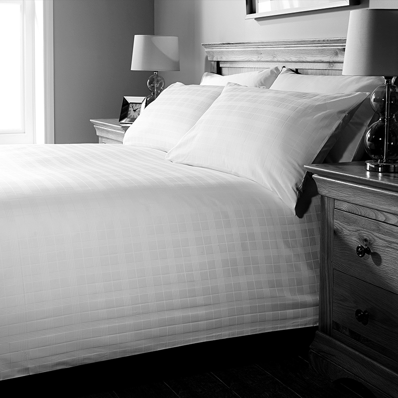 Jacquard Geometric Check 330T Hotel Textile -vuodevaatteiden kokoelmajoukko