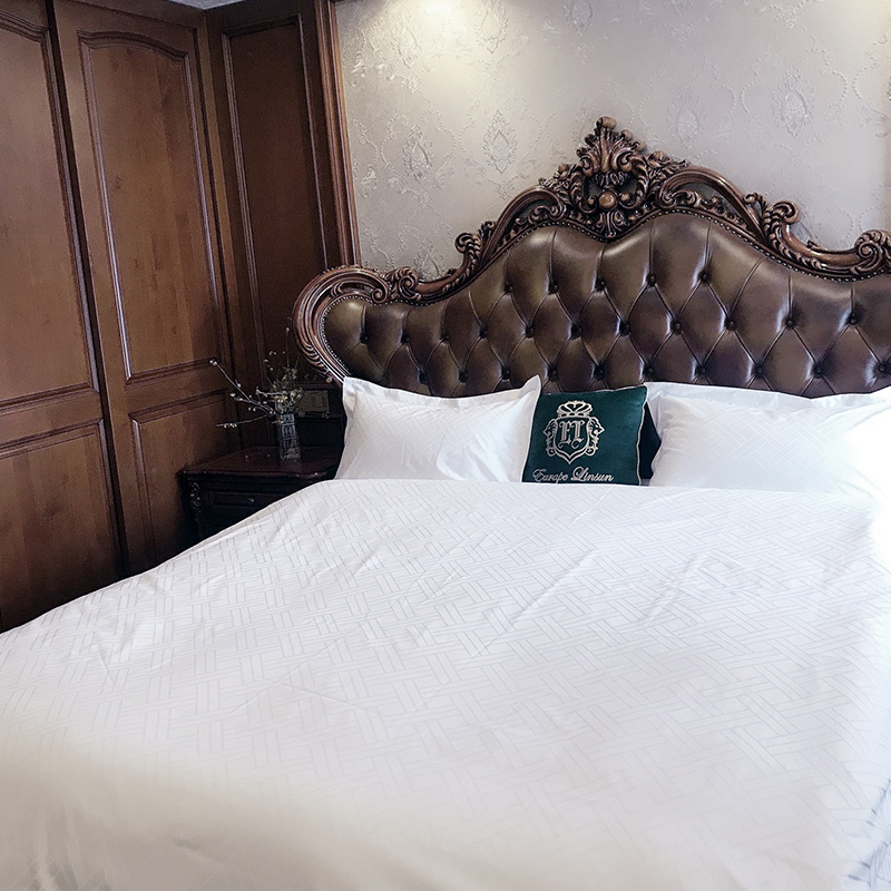 Lumivalkoinen puhdas puuvilla 60S 330TC Sateen Jacquard Hotel Verenvuodet vaatteet