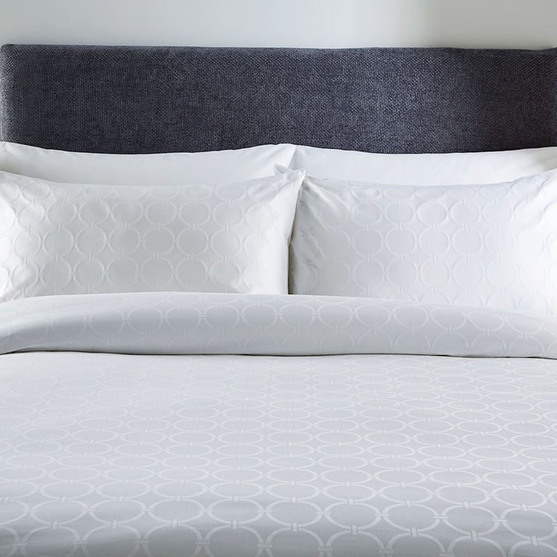 T250 Pitkä niitti puuvillavalkoinen pyöreä jacquard -hotellivuodevaatteet