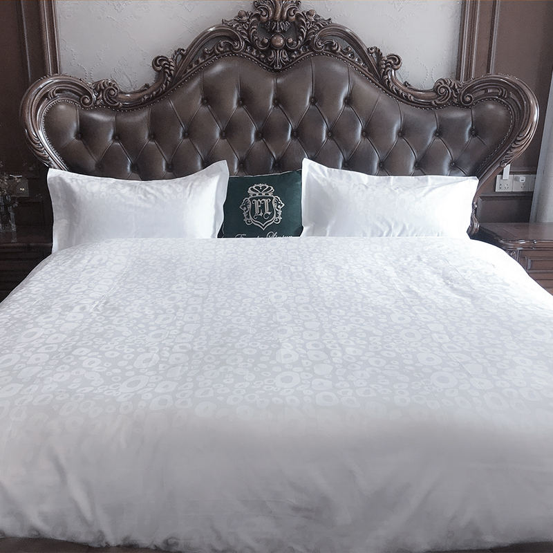 60S Pure White Cotton T300 Hotel Jacquard -vuodevaatteet