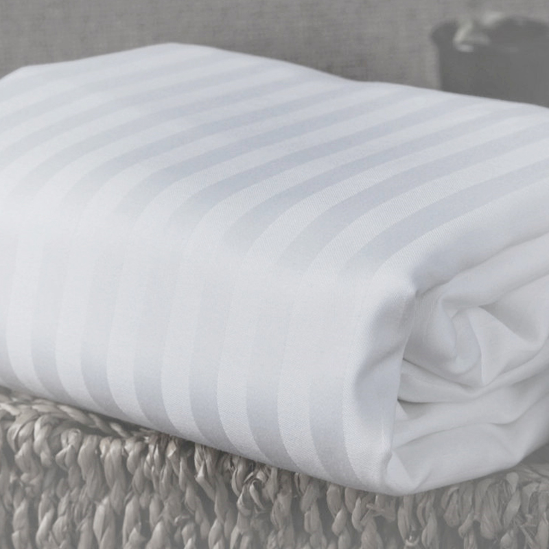Puhdas puuvillavalkoinen TC300 Sateen Stripe Hotel Bet -levyt tarvikkeet